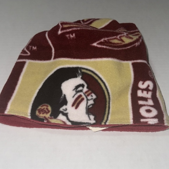 Handmade By Mad FSU Garnet & Gold Patterned Fleece Beanie Warm Cozy Size Large - Picture 4 of 7